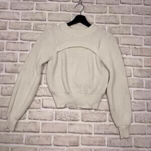 Dee elly Cream Sweater Women's S Peekaboo Cut Out Chunky Knit Ribbed